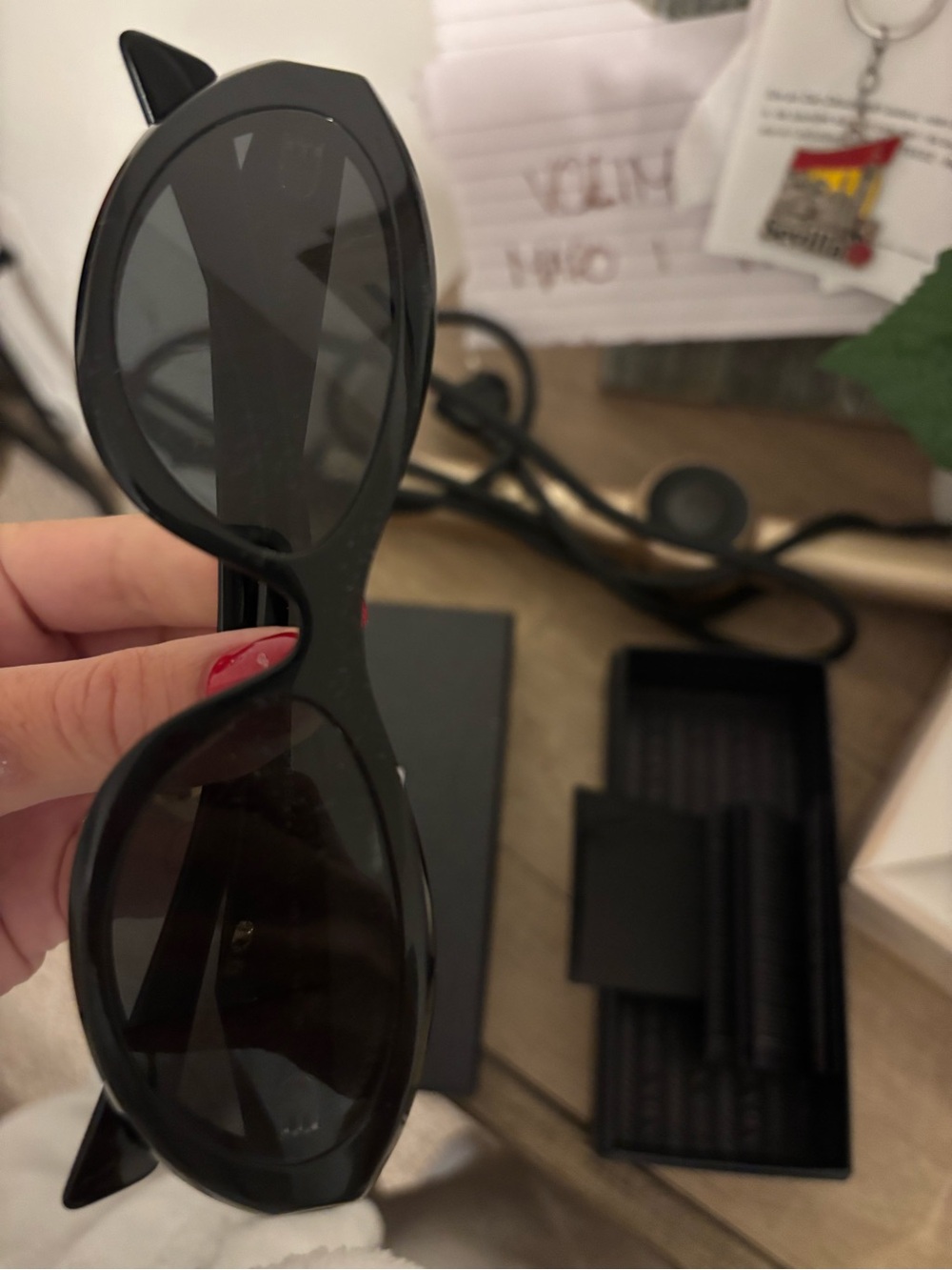 Prada Black Gloss Cat-Eye Sunglasses - Picture 5 of 7